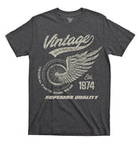 vintage 1974 birthday motorcycle gift shirt for 50th birthday - mens tees - dark heather