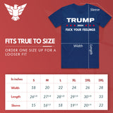 GunShowTees funny political shirt Trump 2024 Fuck Your Feelings MAGA tee - mens navy blue