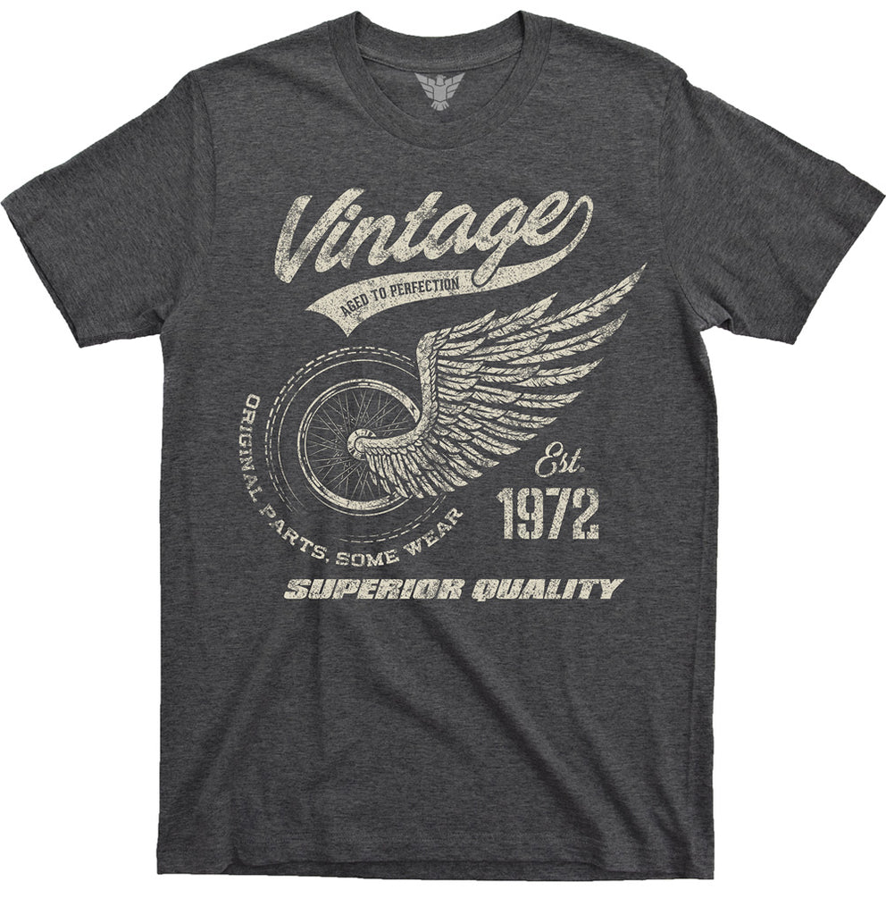 GunShowTees 52nd birthday gift 1972 vintage motorcycle tee shirt - dark heather