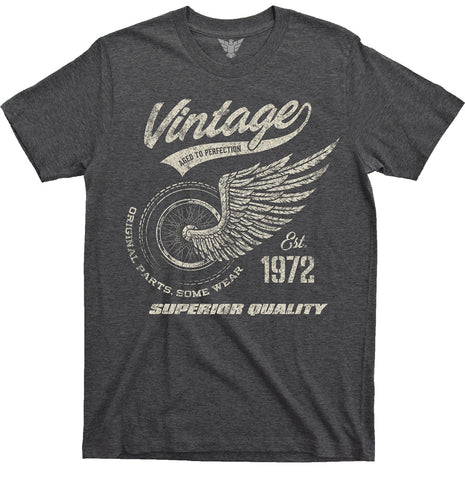 GunShowTees 52nd birthday gift 1972 vintage motorcycle tee shirt - dark heather