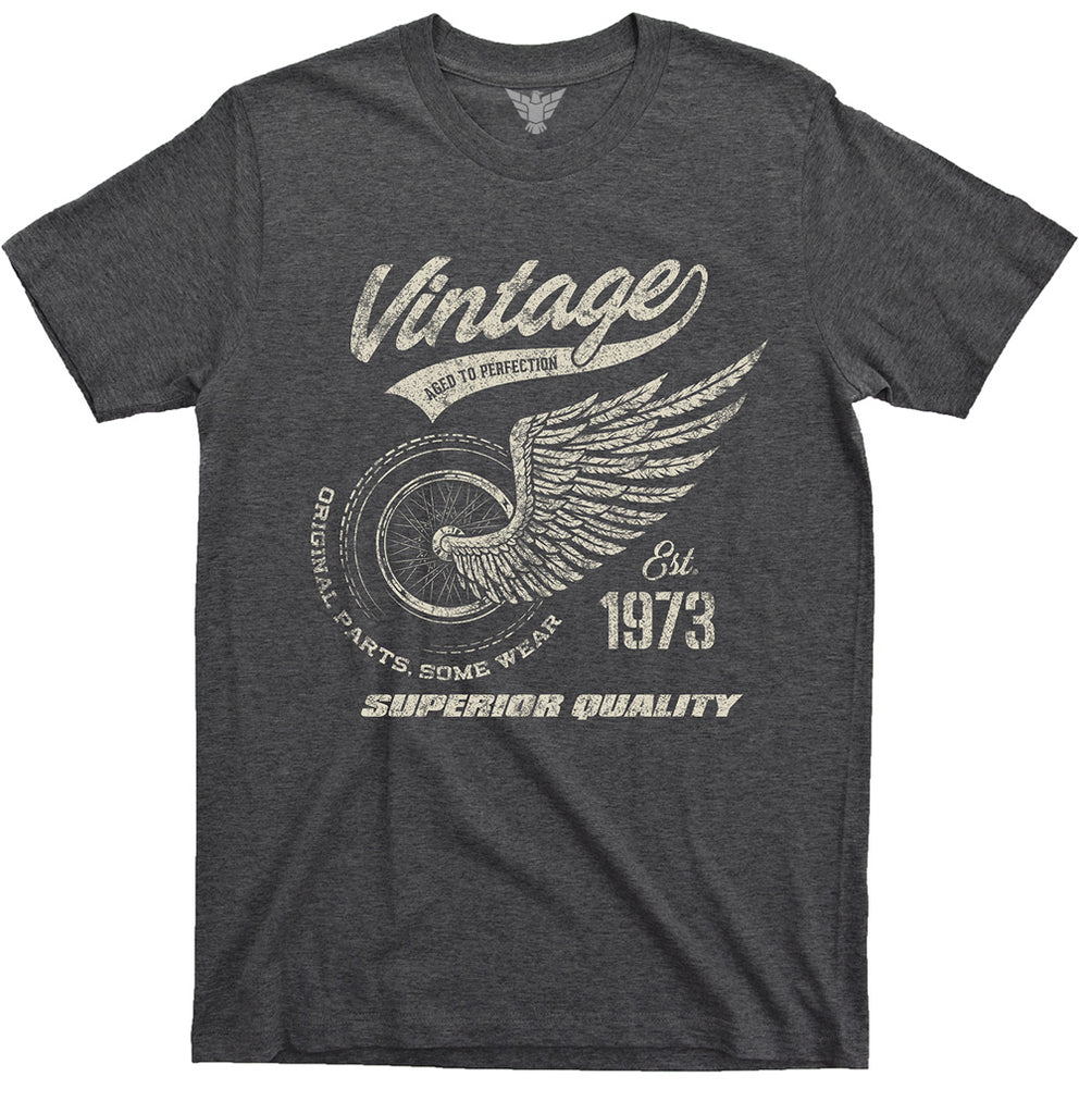 51st birthday gift for men or women vintage 1973 retro motorcycle shirt by GunShowTees - dark heather