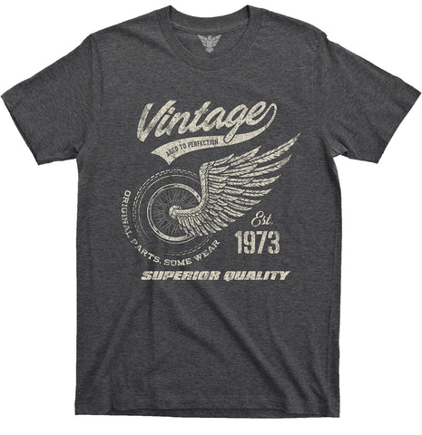 52nd birthday gift for men or women vintage 1973 retro motorcycle shirt by GunShowTees - dark heather
