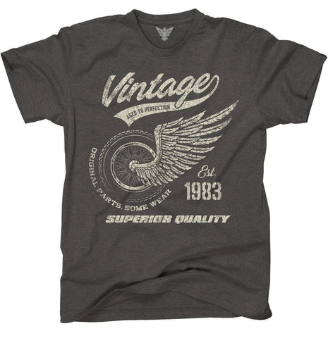 41st birthday gift shirt, vintage 1983 retro motorcycle design - men's tshirts - heather grey