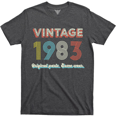 vintage 1983 shirt original parts 41st birthday gift for men or women  by GunShowTees -  heather grey