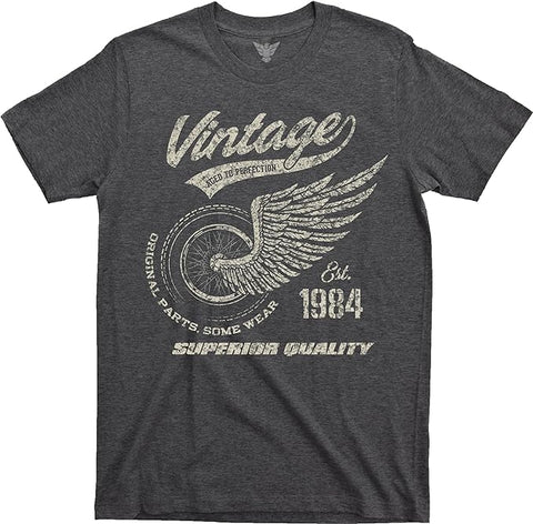 39th or 40th birthday gift - vintage 1984 motorcycle shirt for men - dark heather