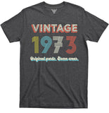funny 52nd birthday gift for men or women, Vintage 1973 Original Parts 70s shirt - GunShowTees - dark heather