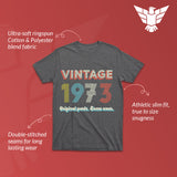 funny 52nd birthday gift for men or women, Vintage 1973 Original Parts 70s shirt - GunShowTees - dark heather