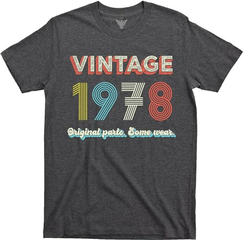 GunShowTees 45th Birthday Gift | 1978 Vintage Original Parts | Funny 70s Retro Inspired Graphic Tee Shirt