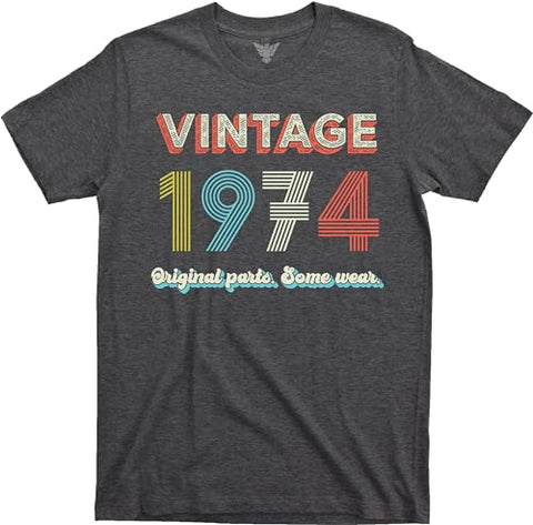 40th birthday gift funny 1974 vintage t shirt for men - dark heather