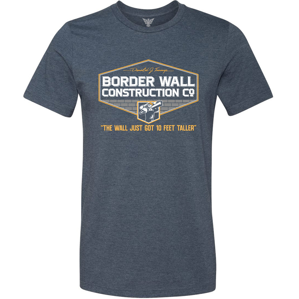 GunShowTees Donald Trump Border Wall Construction Co shirt - Build the Wall funny tee - mens navy heather