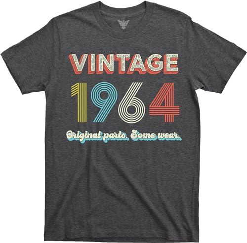 60th birthday gift - 1964 vintage shirt original parts - mens tees dark heather