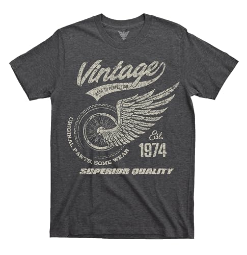 vintage 1974 birthday motorcycle gift shirt for 50th birthday - mens tees - dark heather
