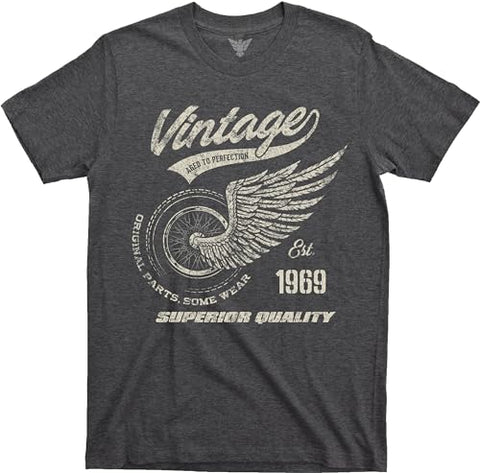 GunShowTees Funny 56th Birthday Gift for Men or Women | 1969 Vintage Motorcycle Retro 60s Graphic Tee Shirt