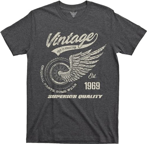 GunShowTees Funny 55th Birthday Gift for Men or Women | 1969 Vintage Motorcycle Retro 60s Graphic Tee Shirt