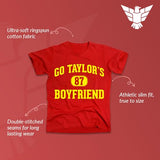 go taylors boyfriend - swift kelce chiefs funny football fan shirt for men or women by GunShowTees