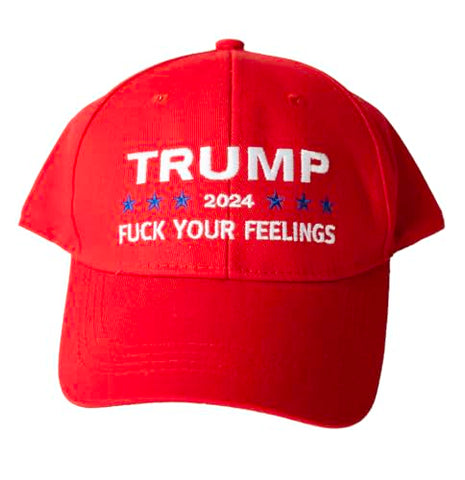 GunShowTees Trump 2024 FCK Your Feelings Hat Red