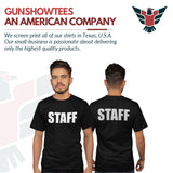Black 2-sided STAFF tee shirt for company, team, event -- or funny costume shirt