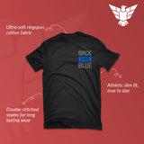 back the blue shirt